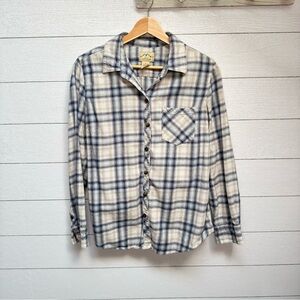 Blue Mountain Plaid Button-Down Flannel Shirt | 100% Cotton | Medium